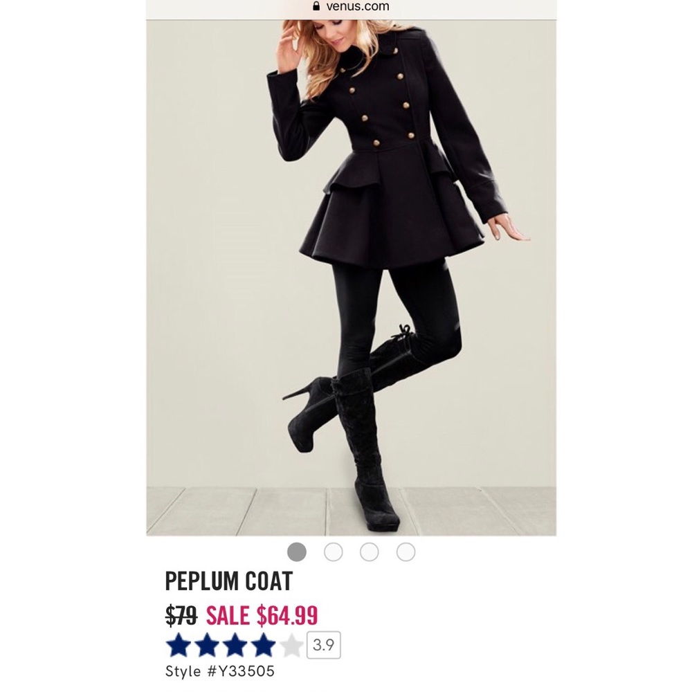 Black peplum coat